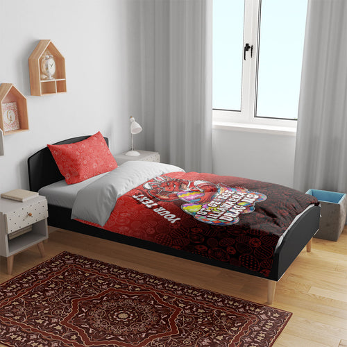 Personalized St. George Illawarra Dragons Bedding Set Easter Mascot - Colorful Eggs Cartoon Style