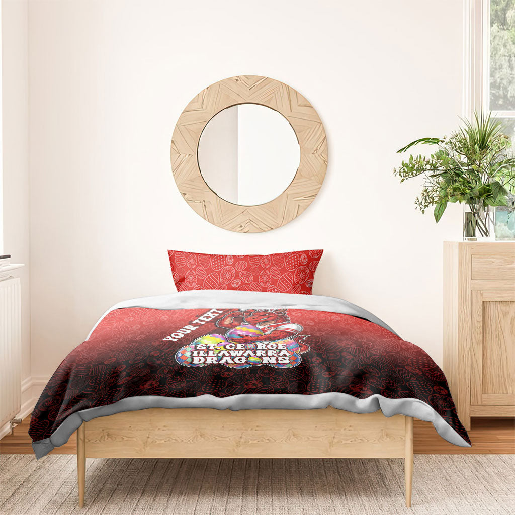 Personalized St. George Illawarra Dragons Bedding Set Easter Mascot - Colorful Eggs Cartoon Style