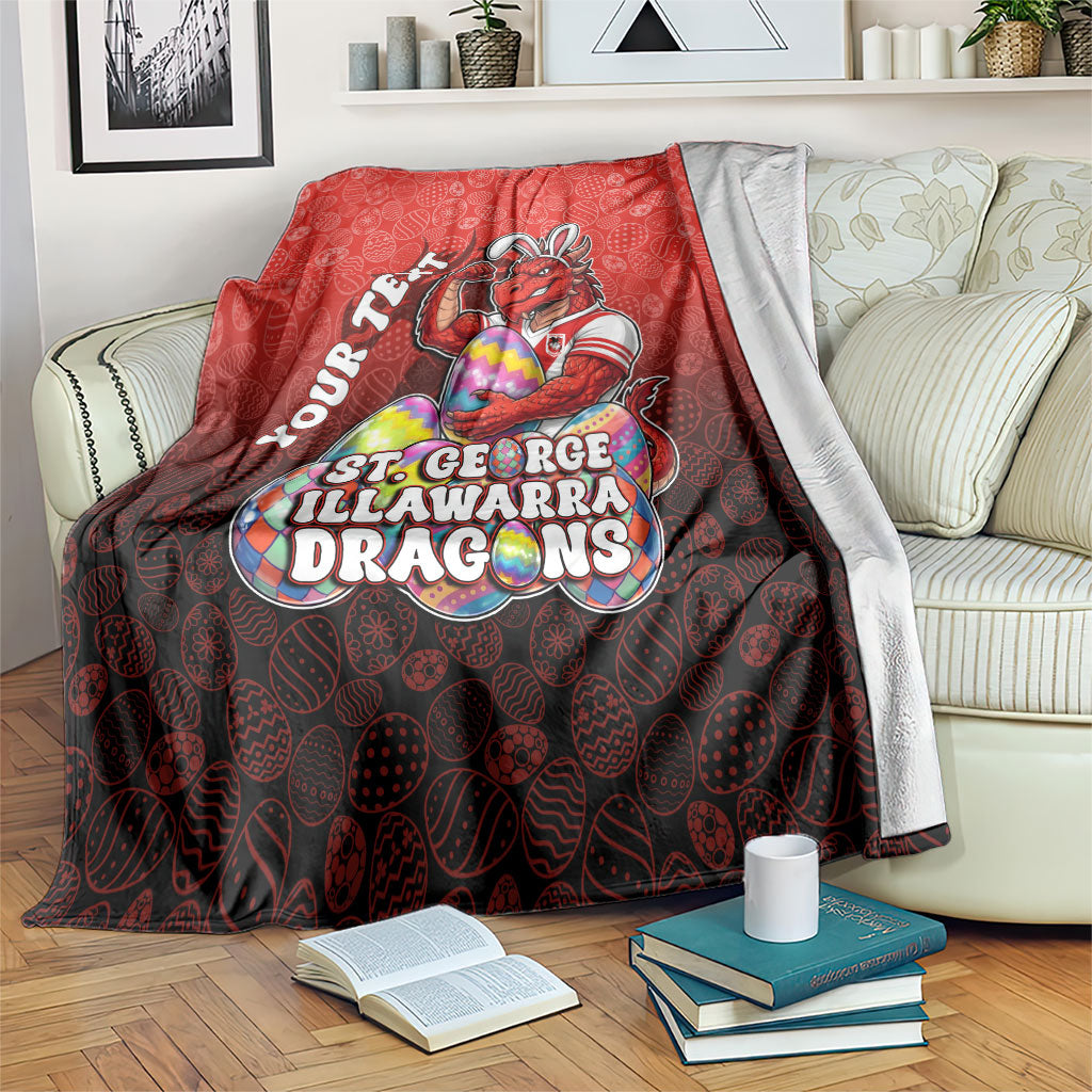 Personalized St. George Illawarra Dragons Blanket Easter Mascot - Colorful Eggs Cartoon Style