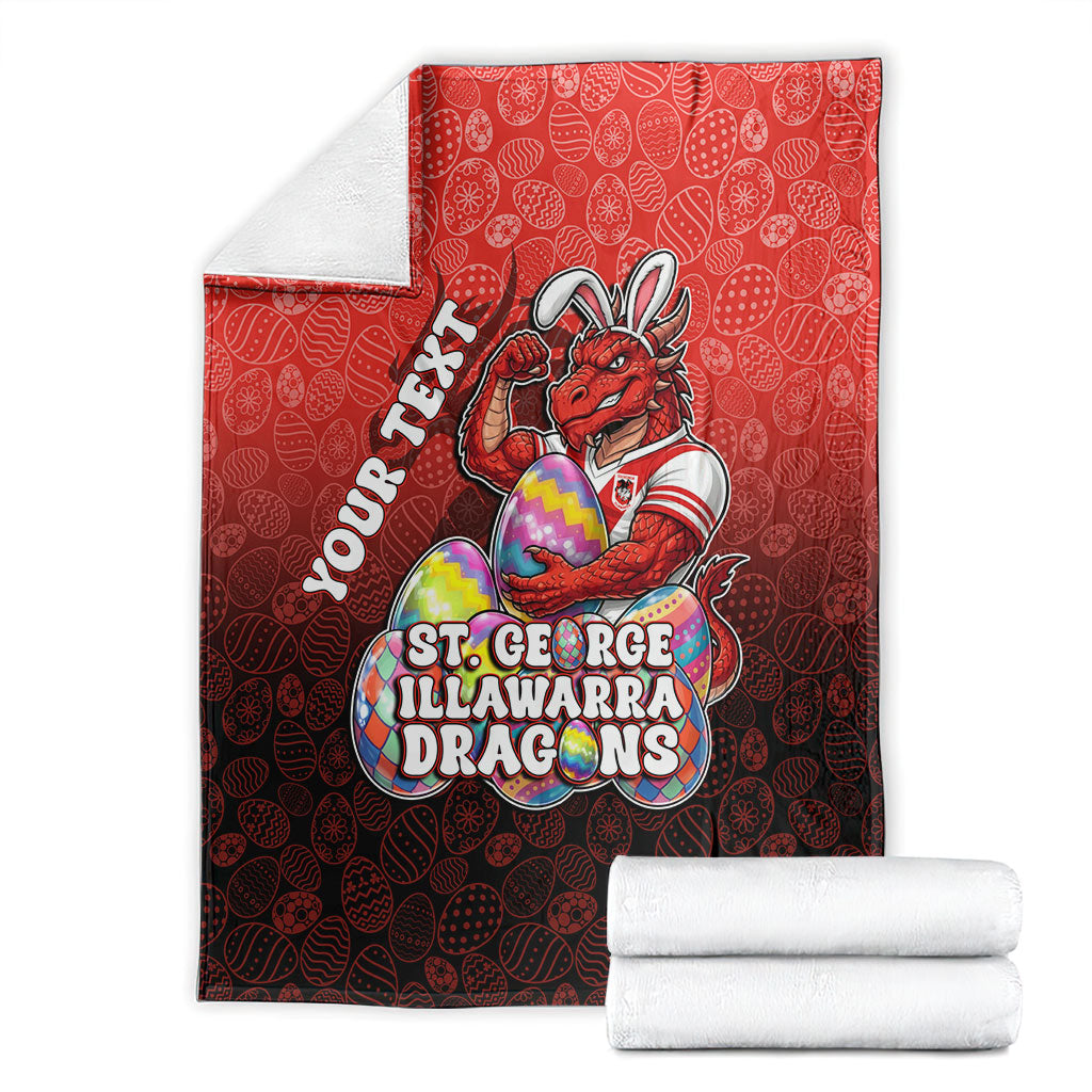 Personalized St. George Illawarra Dragons Blanket Easter Mascot - Colorful Eggs Cartoon Style