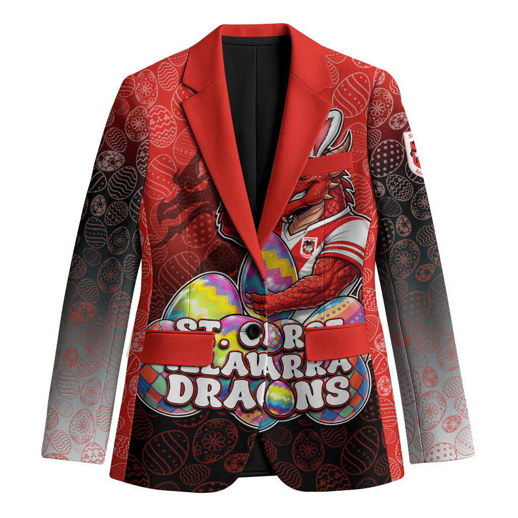 Personalized St. George Illawarra Dragons Blazer Easter Mascot - Colorful Eggs Cartoon Style