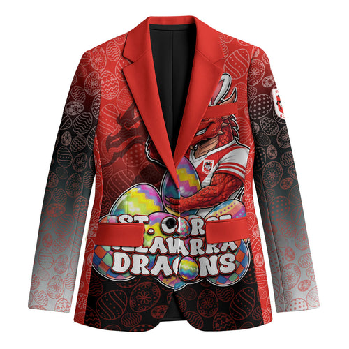 Personalized St. George Illawarra Dragons Blazer Easter Mascot - Colorful Eggs Cartoon Style