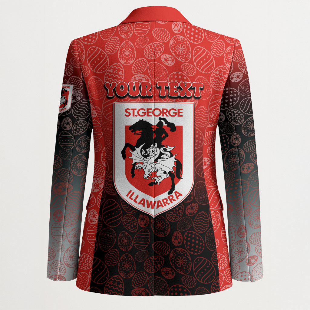 Personalized St. George Illawarra Dragons Blazer Easter Mascot - Colorful Eggs Cartoon Style