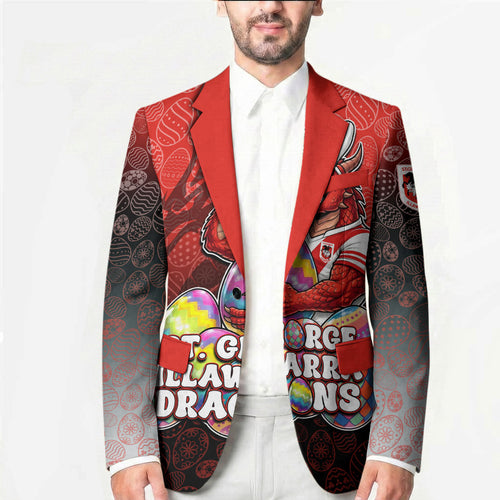 Personalized St. George Illawarra Dragons Blazer Easter Mascot - Colorful Eggs Cartoon Style