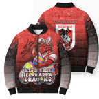 Personalized St. George Illawarra Dragons Bomber Puffer Jacket Easter Mascot - Colorful Eggs Cartoon Style