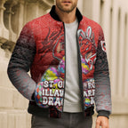 Personalized St. George Illawarra Dragons Bomber Puffer Jacket Easter Mascot - Colorful Eggs Cartoon Style