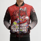 Personalized St. George Illawarra Dragons Bomber Puffer Jacket Easter Mascot - Colorful Eggs Cartoon Style