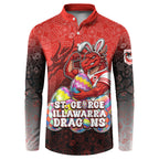 Personalized St. George Illawarra Dragons Button Sweatshirt Easter Mascot - Colorful Eggs Cartoon Style