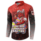 Personalized St. George Illawarra Dragons Button Sweatshirt Easter Mascot - Colorful Eggs Cartoon Style