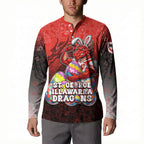 Personalized St. George Illawarra Dragons Button Sweatshirt Easter Mascot - Colorful Eggs Cartoon Style