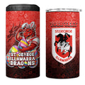 Personalized St. George Illawarra Dragons 4 in 1 Can Cooler Tumbler Easter Mascot - Colorful Eggs Cartoon Style
