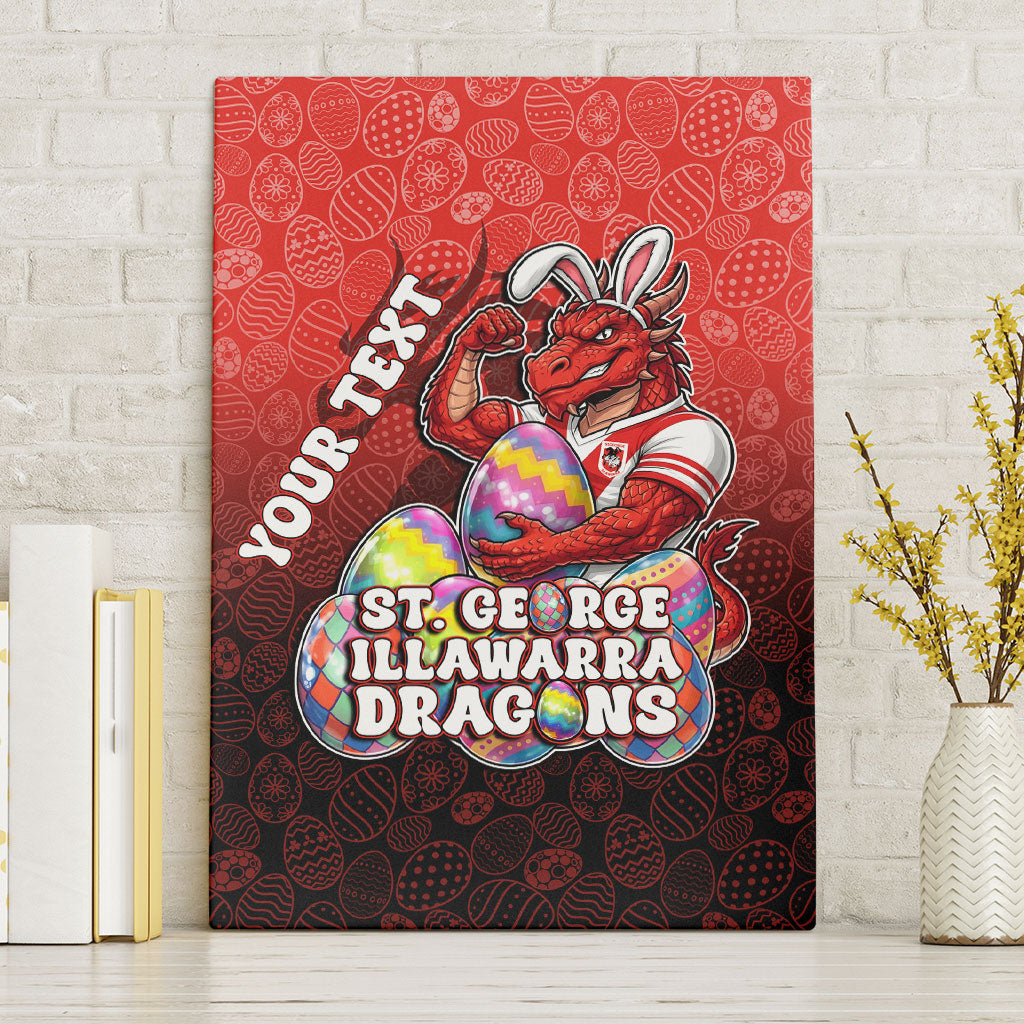 Personalized St. George Illawarra Dragons Canvas Wall Art Easter Mascot - Colorful Eggs Cartoon Style