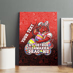 Personalized St. George Illawarra Dragons Canvas Wall Art Easter Mascot - Colorful Eggs Cartoon Style