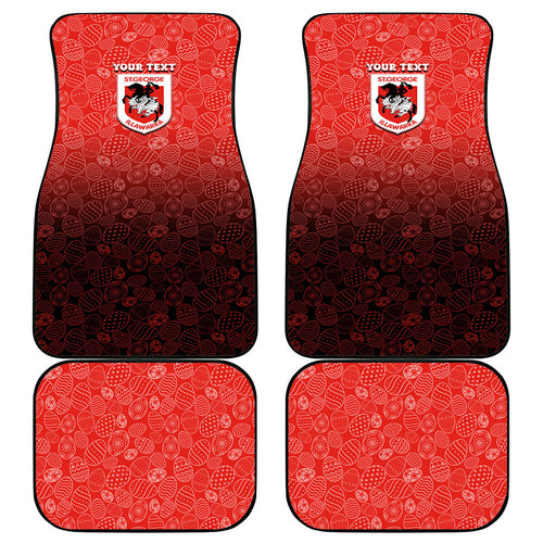 Personalized St. George Illawarra Dragons Car Mats Easter Mascot - Colorful Eggs Cartoon Style