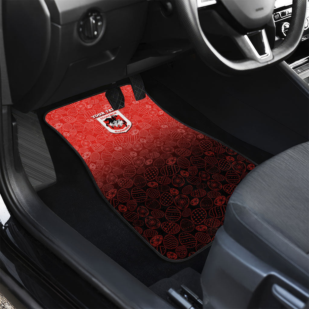 Personalized St. George Illawarra Dragons Car Mats Easter Mascot - Colorful Eggs Cartoon Style