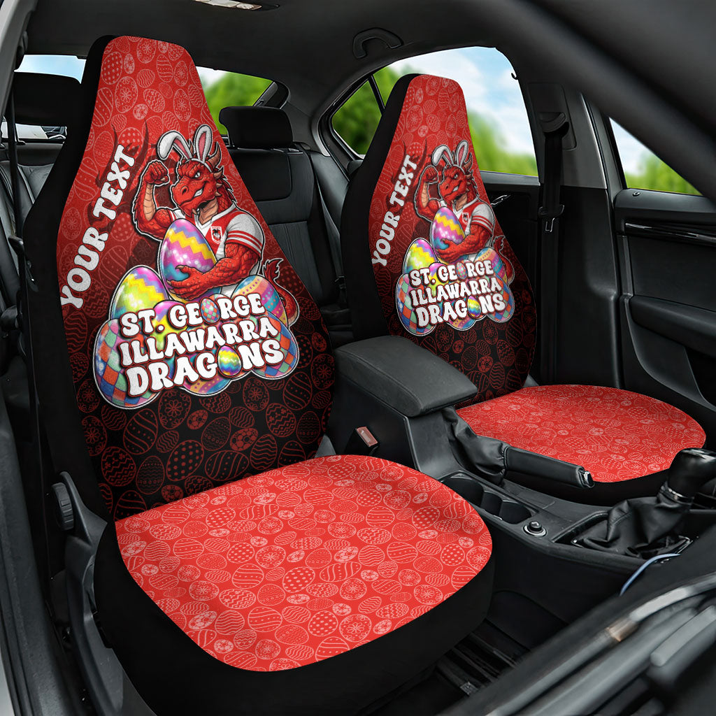Personalized St. George Illawarra Dragons Car Seat Cover Easter Mascot - Colorful Eggs Cartoon Style