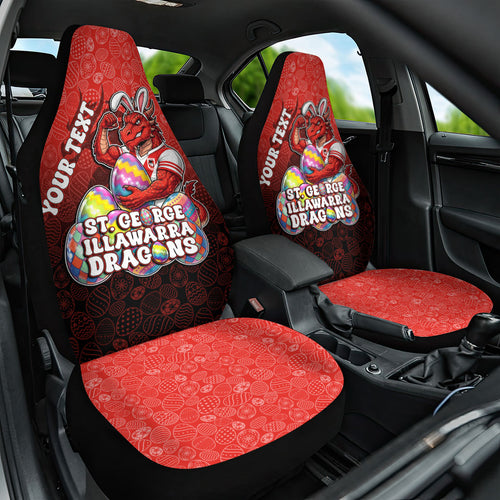Personalized St. George Illawarra Dragons Car Seat Cover Easter Mascot - Colorful Eggs Cartoon Style