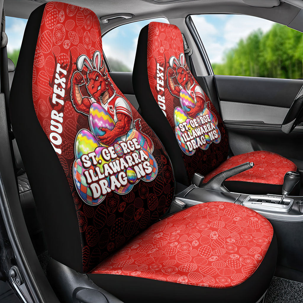 Personalized St. George Illawarra Dragons Car Seat Cover Easter Mascot - Colorful Eggs Cartoon Style