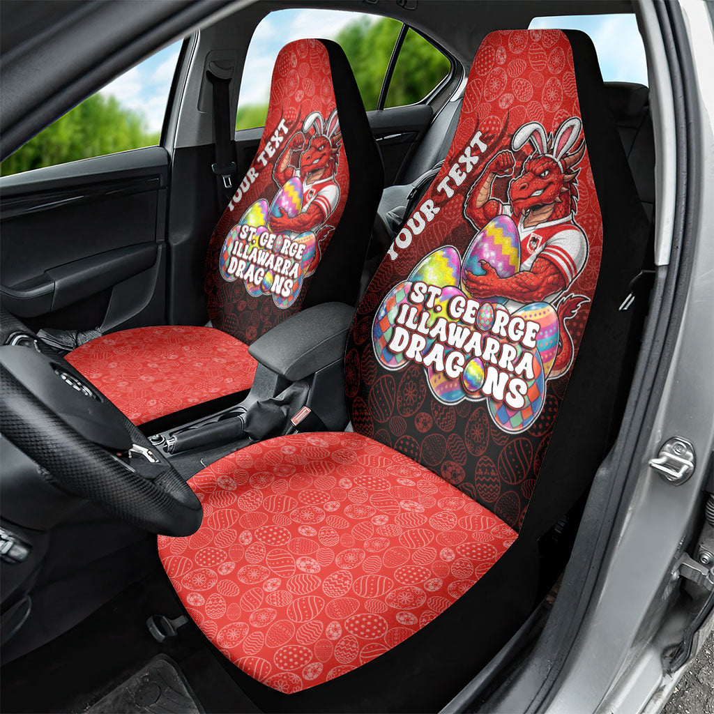 Personalized St. George Illawarra Dragons Car Seat Cover Easter Mascot - Colorful Eggs Cartoon Style