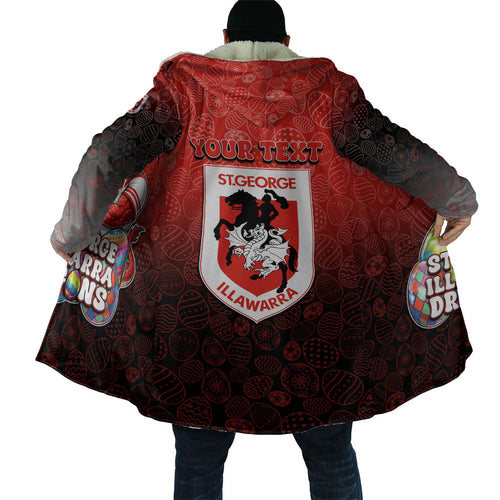 Personalized St. George Illawarra Dragons Cloak Easter Mascot - Colorful Eggs Cartoon Style