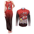 Personalized St. George Illawarra Dragons Couples Matching Tank Maxi Dress and Long Sleeve Button Shirt Easter Mascot - Colorful Eggs Cartoon Style
