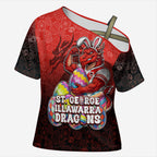 Personalized St. George Illawarra Dragons Cross Shoulder Shirt Easter Mascot - Colorful Eggs Cartoon Style