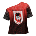 Personalized St. George Illawarra Dragons Cross Shoulder Shirt Easter Mascot - Colorful Eggs Cartoon Style