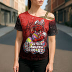 Personalized St. George Illawarra Dragons Cross Shoulder Shirt Easter Mascot - Colorful Eggs Cartoon Style