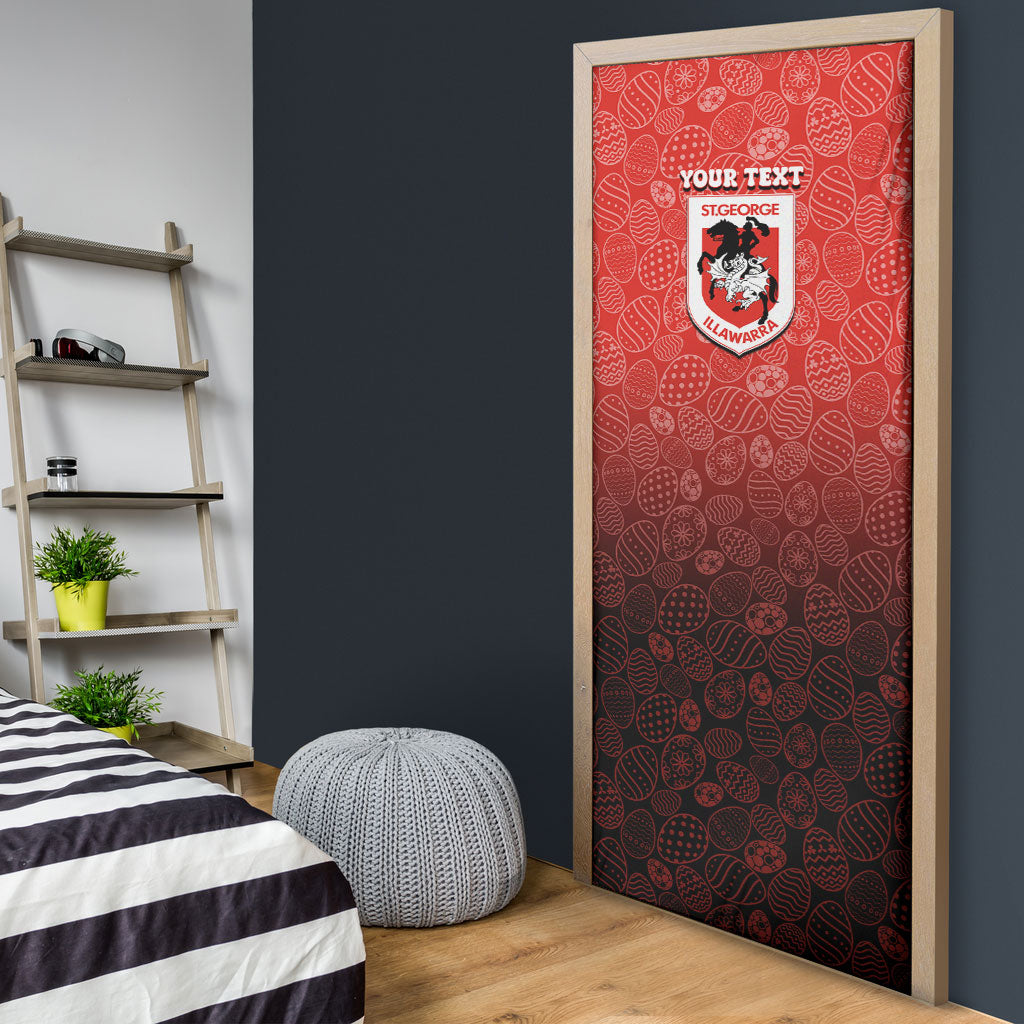 Personalized St. George Illawarra Dragons Door Cover Easter Mascot - Colorful Eggs Cartoon Style
