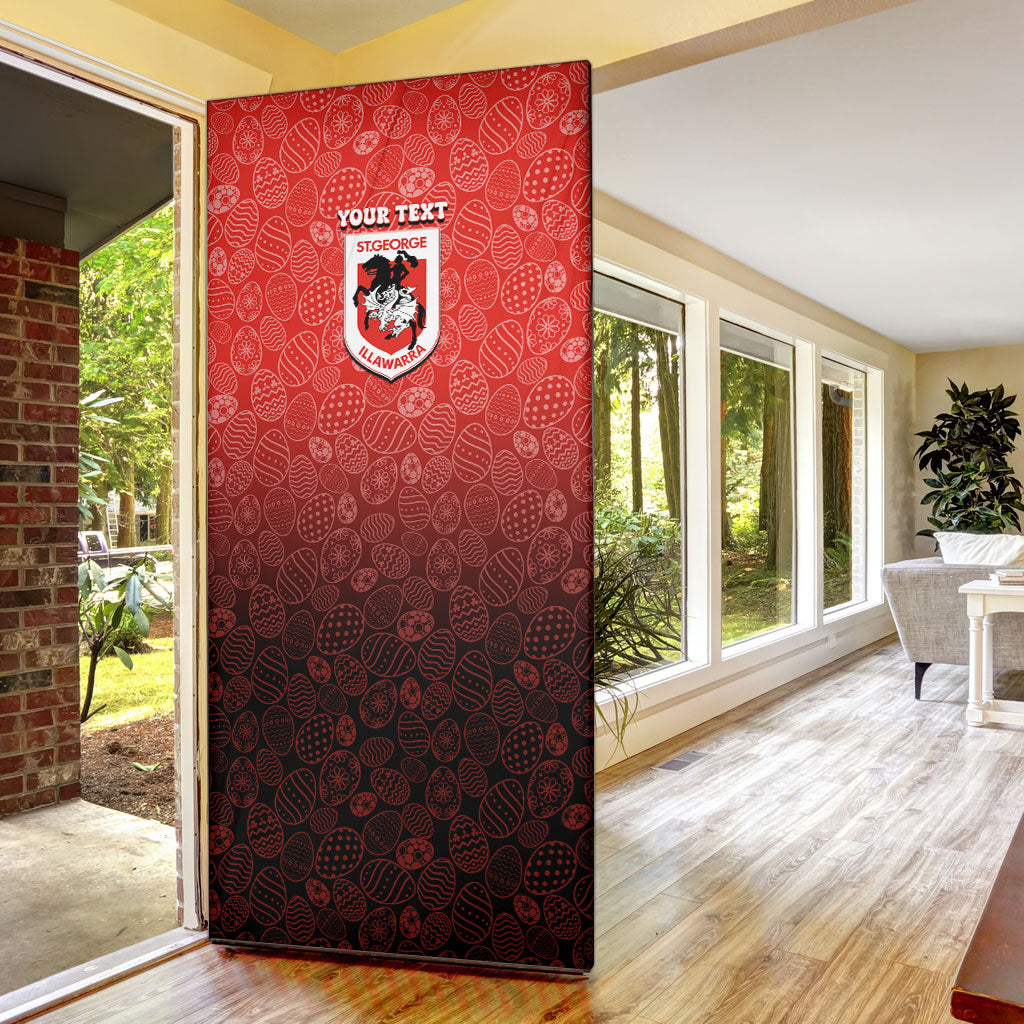 Personalized St. George Illawarra Dragons Door Cover Easter Mascot - Colorful Eggs Cartoon Style