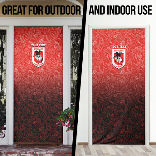 Personalized St. George Illawarra Dragons Door Cover Easter Mascot - Colorful Eggs Cartoon Style