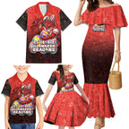 Personalized St. George Illawarra Dragons Family Matching Mermaid Dress and Hawaiian Shirt Easter Mascot - Colorful Eggs Cartoon Style