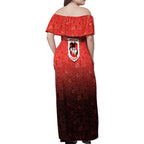 Personalized St. George Illawarra Dragons Family Matching Off Shoulder Maxi Dress and Hawaiian Shirt Easter Mascot - Colorful Eggs Cartoon Style