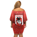 Personalized St. George Illawarra Dragons Family Matching Off Shoulder Short Dress and Hawaiian Shirt Easter Mascot - Colorful Eggs Cartoon Style