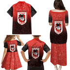 Personalized St. George Illawarra Dragons Family Matching Puletasi and Hawaiian Shirt Easter Mascot - Colorful Eggs Cartoon Style