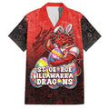 Personalized St. George Illawarra Dragons Family Matching Summer Maxi Dress and Hawaiian Shirt Easter Mascot - Colorful Eggs Cartoon Style