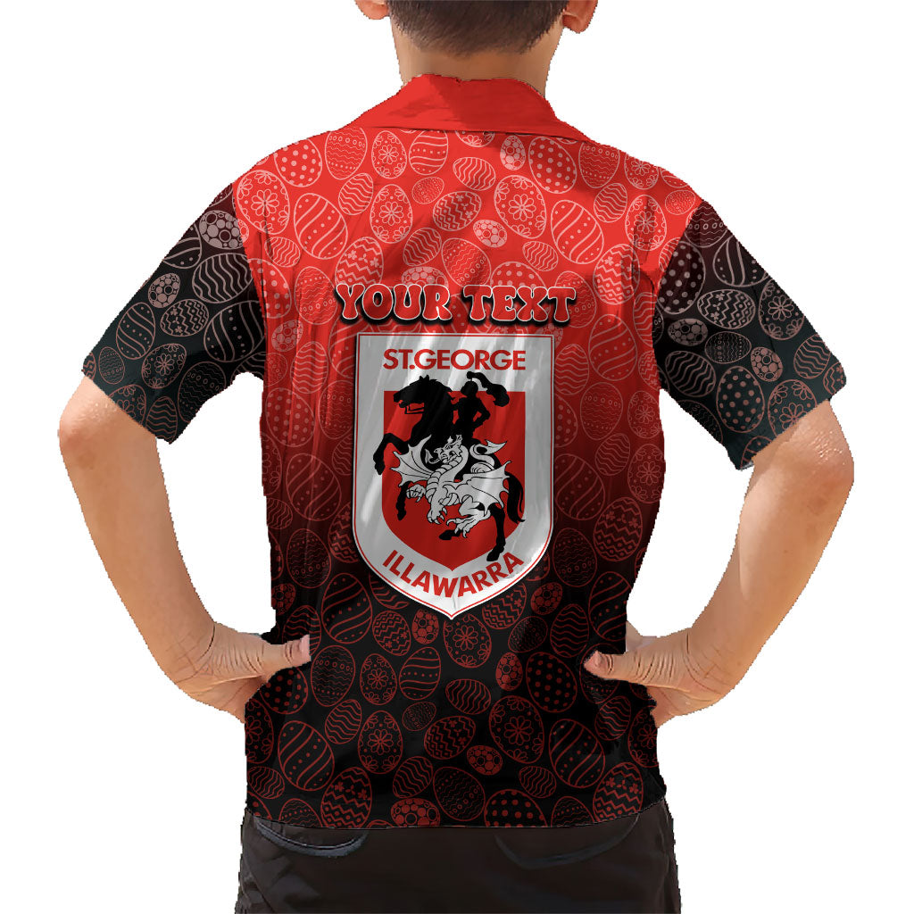 Personalized St. George Illawarra Dragons Family Matching Tank Maxi Dress and Hawaiian Shirt Easter Mascot - Colorful Eggs Cartoon Style