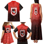 Personalized St. George Illawarra Dragons Family Matching Tank Maxi Dress and Hawaiian Shirt Easter Mascot - Colorful Eggs Cartoon Style