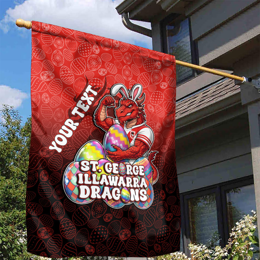 Personalized St. George Illawarra Dragons Garden Flag Easter Mascot - Colorful Eggs Cartoon Style