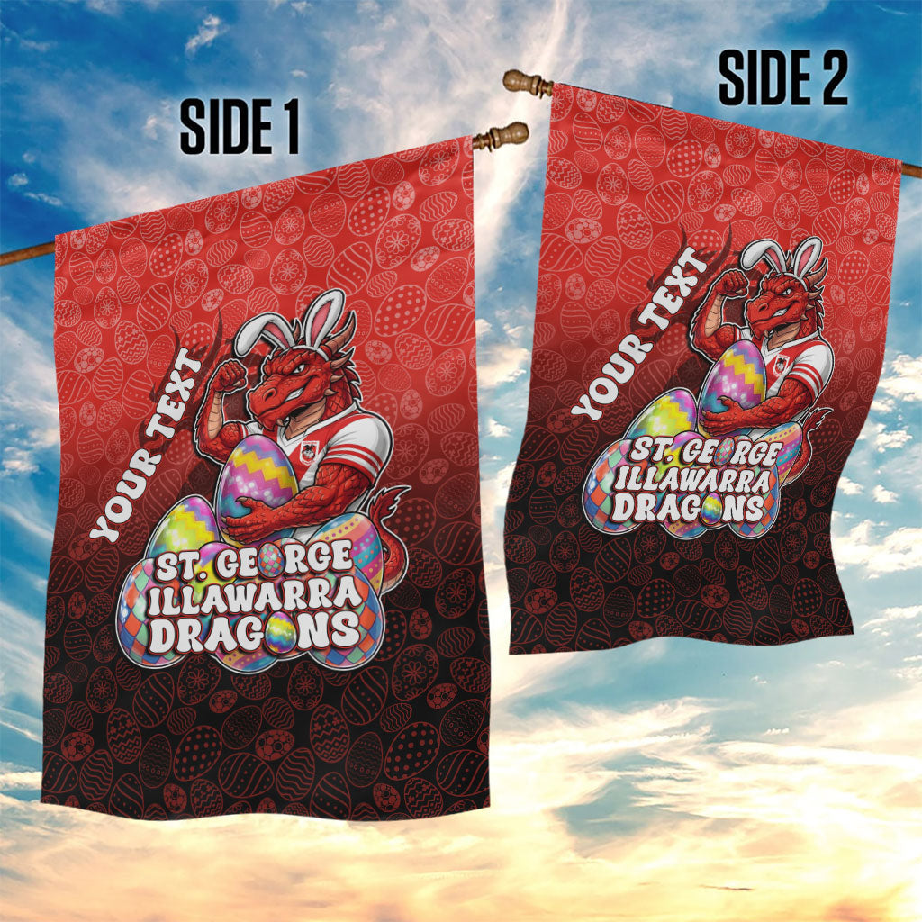 Personalized St. George Illawarra Dragons Garden Flag Easter Mascot - Colorful Eggs Cartoon Style
