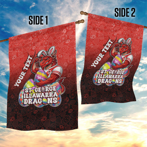 Personalized St. George Illawarra Dragons Garden Flag Easter Mascot - Colorful Eggs Cartoon Style
