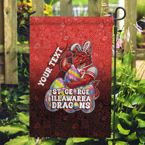 Personalized St. George Illawarra Dragons Garden Flag Easter Mascot - Colorful Eggs Cartoon Style
