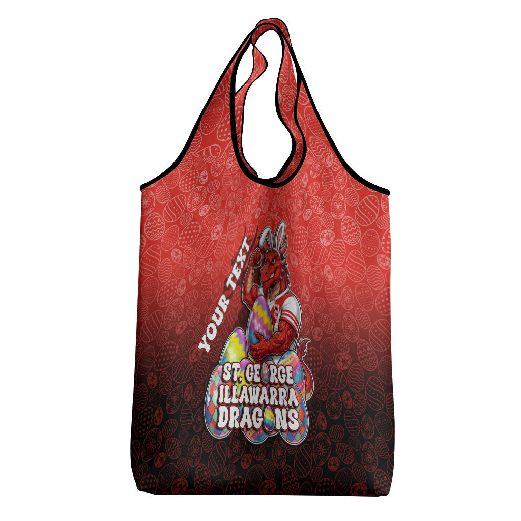 Personalized St. George Illawarra Dragons Grocery Bag Easter Mascot - Colorful Eggs Cartoon Style
