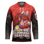 Personalized St. George Illawarra Dragons Hockey Jersey Easter Mascot - Colorful Eggs Cartoon Style