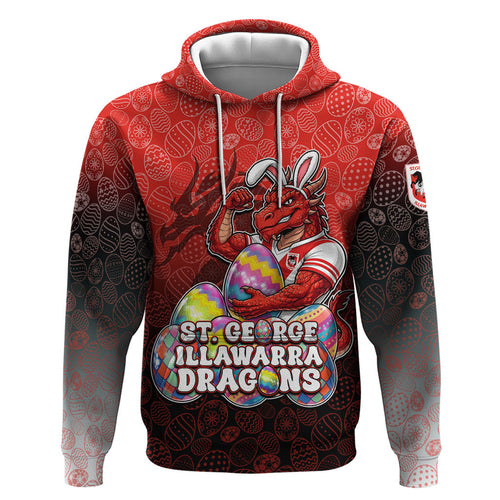 Personalized St. George Illawarra Dragons Hoodie Easter Mascot - Colorful Eggs Cartoon Style
