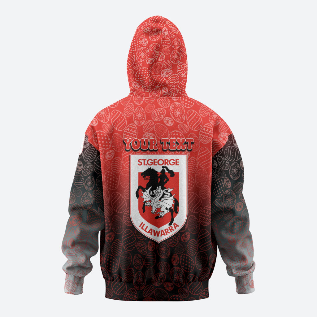 Personalized St. George Illawarra Dragons Hoodie Easter Mascot - Colorful Eggs Cartoon Style