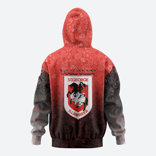 Personalized St. George Illawarra Dragons Hoodie Easter Mascot - Colorful Eggs Cartoon Style