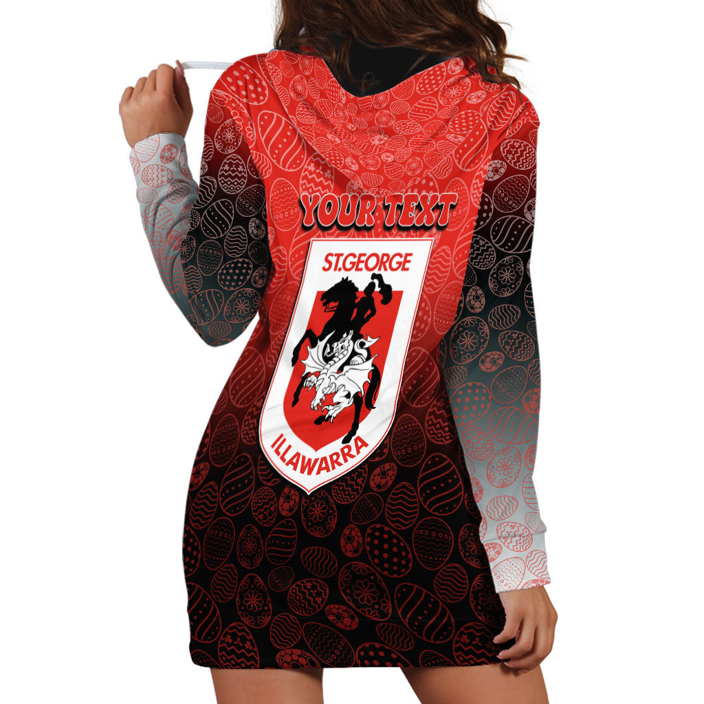 Personalized St. George Illawarra Dragons Hoodie Dress Easter Mascot - Colorful Eggs Cartoon Style