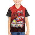 Personalized St. George Illawarra Dragons Kid Hawaiian Shirt Easter Mascot - Colorful Eggs Cartoon Style