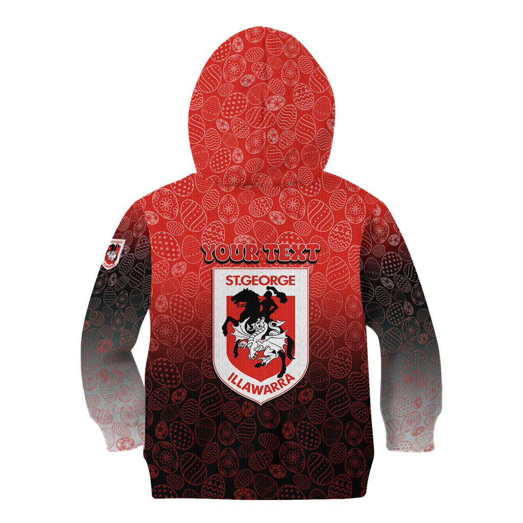 Personalized St. George Illawarra Dragons Kid Hoodie Easter Mascot - Colorful Eggs Cartoon Style